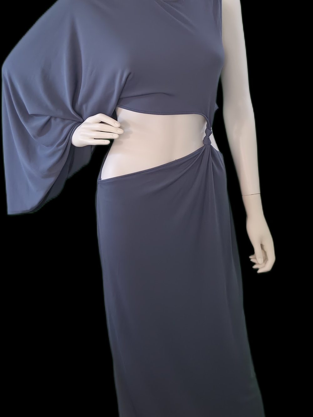 Zara Slate Blue One-Sleeve Cutout Maxi Dress